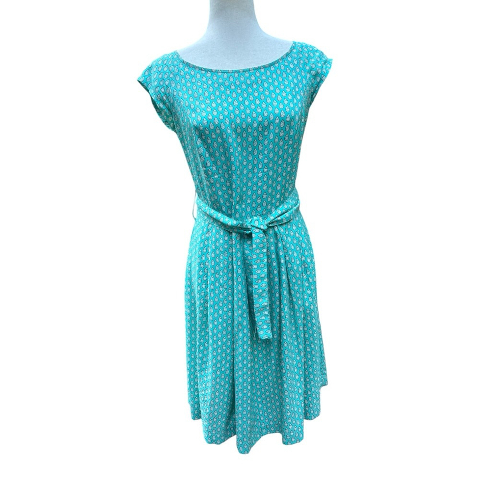Vintage Souleiado Silk Dress Teal Paisley Print Cap Sleeve French 38 Medium 8/10 - Picture 14 of 14